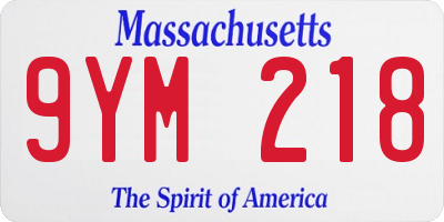 MA license plate 9YM218