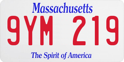 MA license plate 9YM219