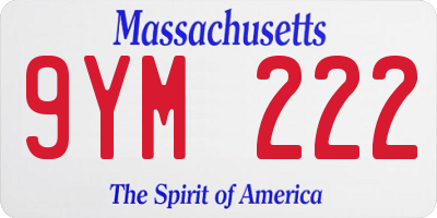 MA license plate 9YM222