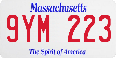 MA license plate 9YM223