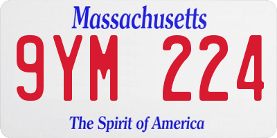 MA license plate 9YM224