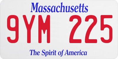 MA license plate 9YM225