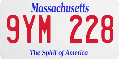 MA license plate 9YM228