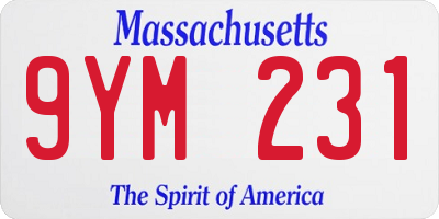 MA license plate 9YM231