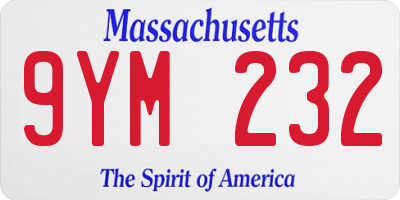 MA license plate 9YM232