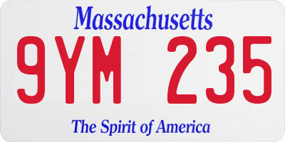 MA license plate 9YM235