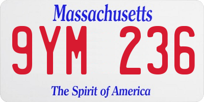 MA license plate 9YM236
