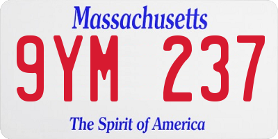 MA license plate 9YM237