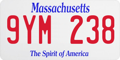 MA license plate 9YM238
