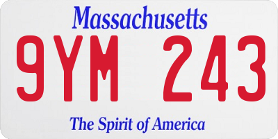 MA license plate 9YM243