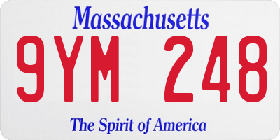 MA license plate 9YM248