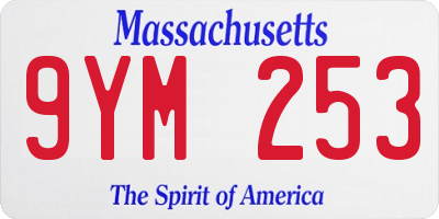 MA license plate 9YM253
