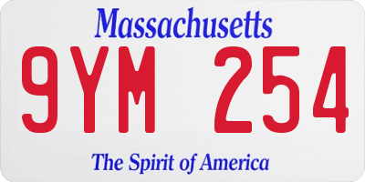 MA license plate 9YM254