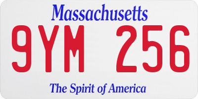 MA license plate 9YM256