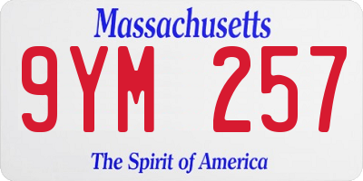 MA license plate 9YM257