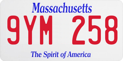 MA license plate 9YM258