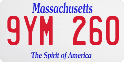 MA license plate 9YM260