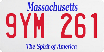 MA license plate 9YM261