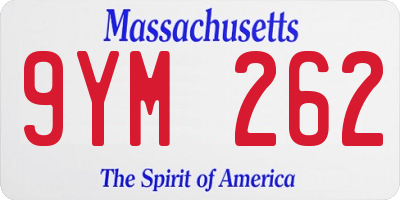 MA license plate 9YM262