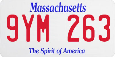 MA license plate 9YM263