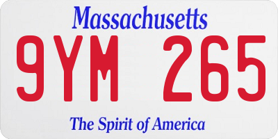 MA license plate 9YM265