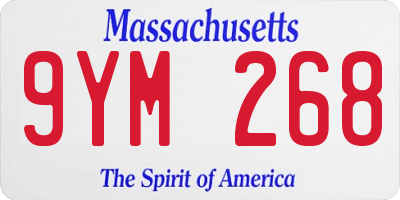 MA license plate 9YM268