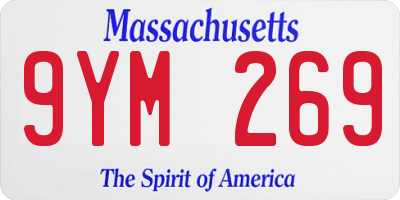 MA license plate 9YM269