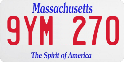 MA license plate 9YM270