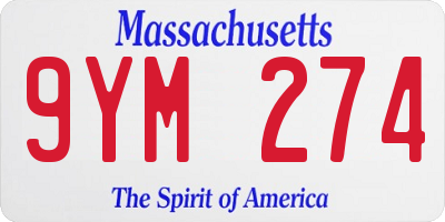 MA license plate 9YM274