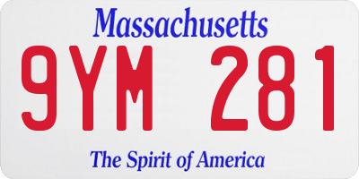 MA license plate 9YM281