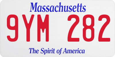 MA license plate 9YM282