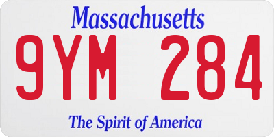 MA license plate 9YM284