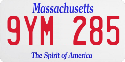 MA license plate 9YM285