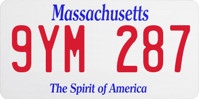 MA license plate 9YM287