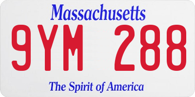 MA license plate 9YM288