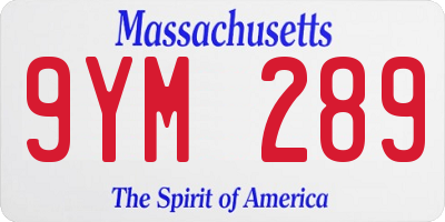 MA license plate 9YM289