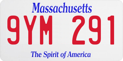 MA license plate 9YM291