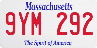 MA license plate 9YM292