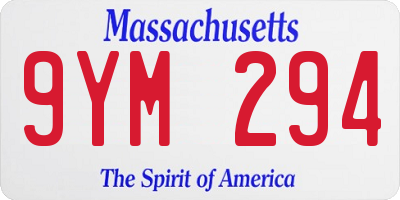 MA license plate 9YM294