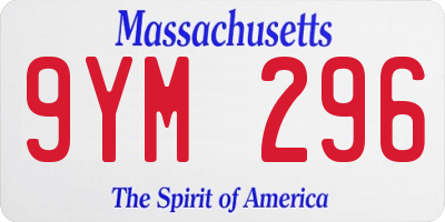 MA license plate 9YM296