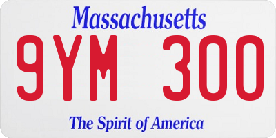 MA license plate 9YM300