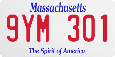 MA license plate 9YM301
