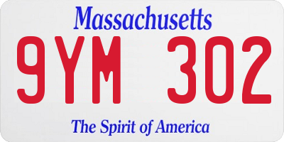 MA license plate 9YM302