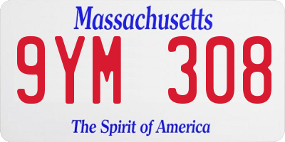 MA license plate 9YM308