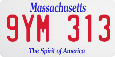 MA license plate 9YM313