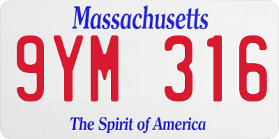 MA license plate 9YM316