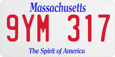 MA license plate 9YM317