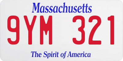MA license plate 9YM321