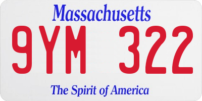 MA license plate 9YM322