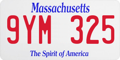 MA license plate 9YM325
